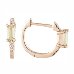 0.04ctw Diamond and Peridot Huggie Earrings
