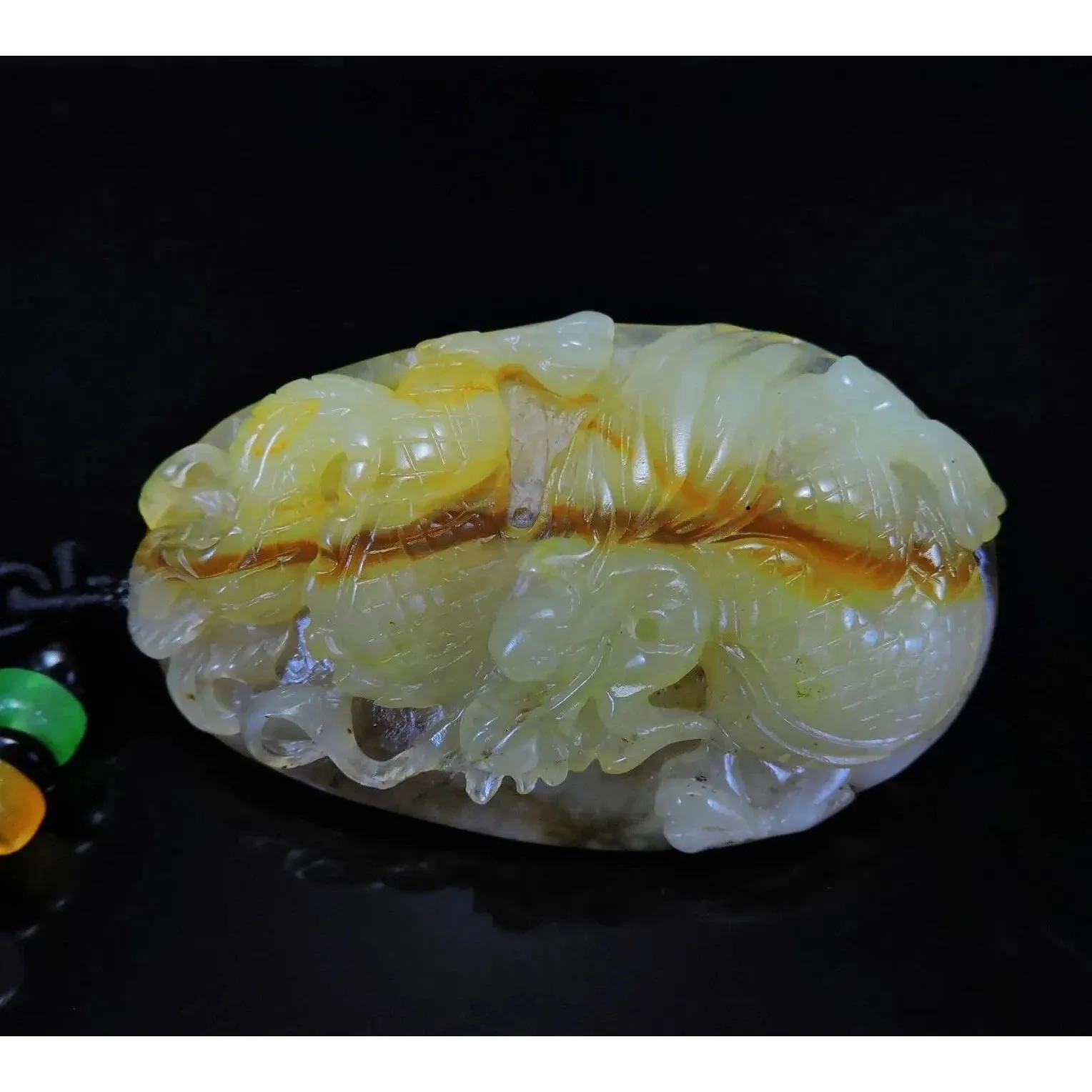 100% Natural Hand-Carved Jade Pendant Jadeite Necklace Dragon