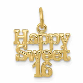 10k Yellow Gold Happy Sweet 16 Birthday Pendant
