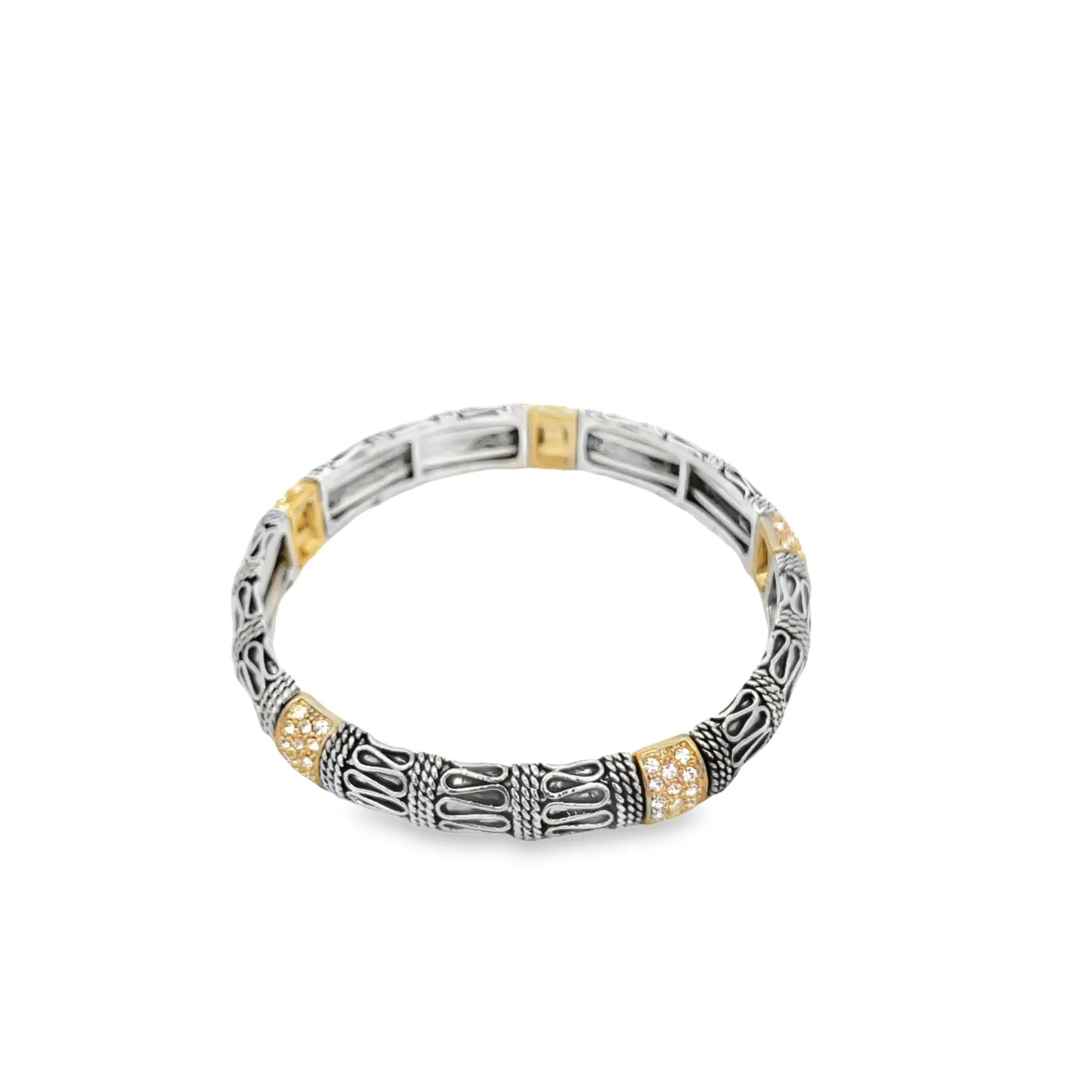 10mm Rope Designed Bangle With CZ Stones