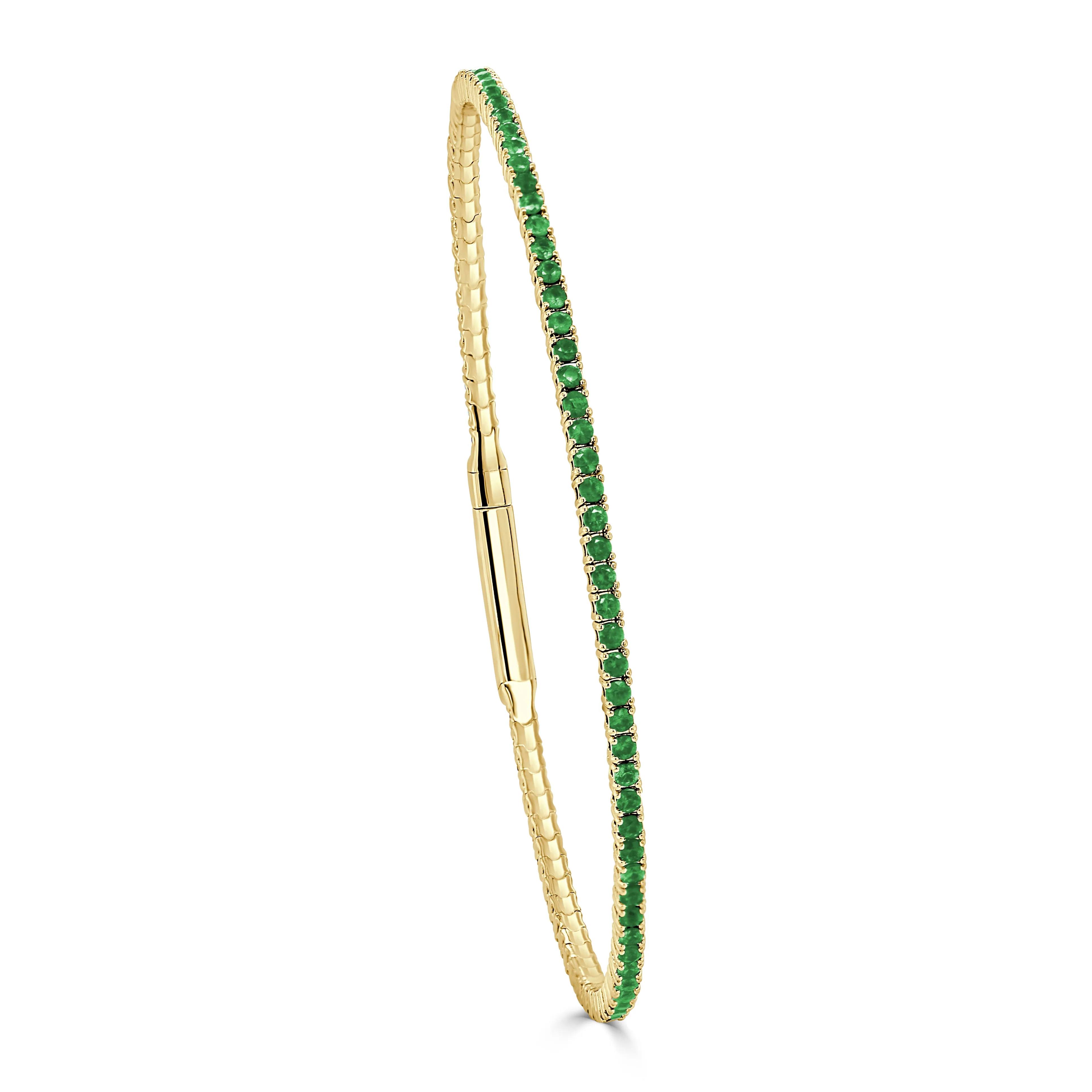14K Gold & Emerald Flexible Bangle - 1.40ct