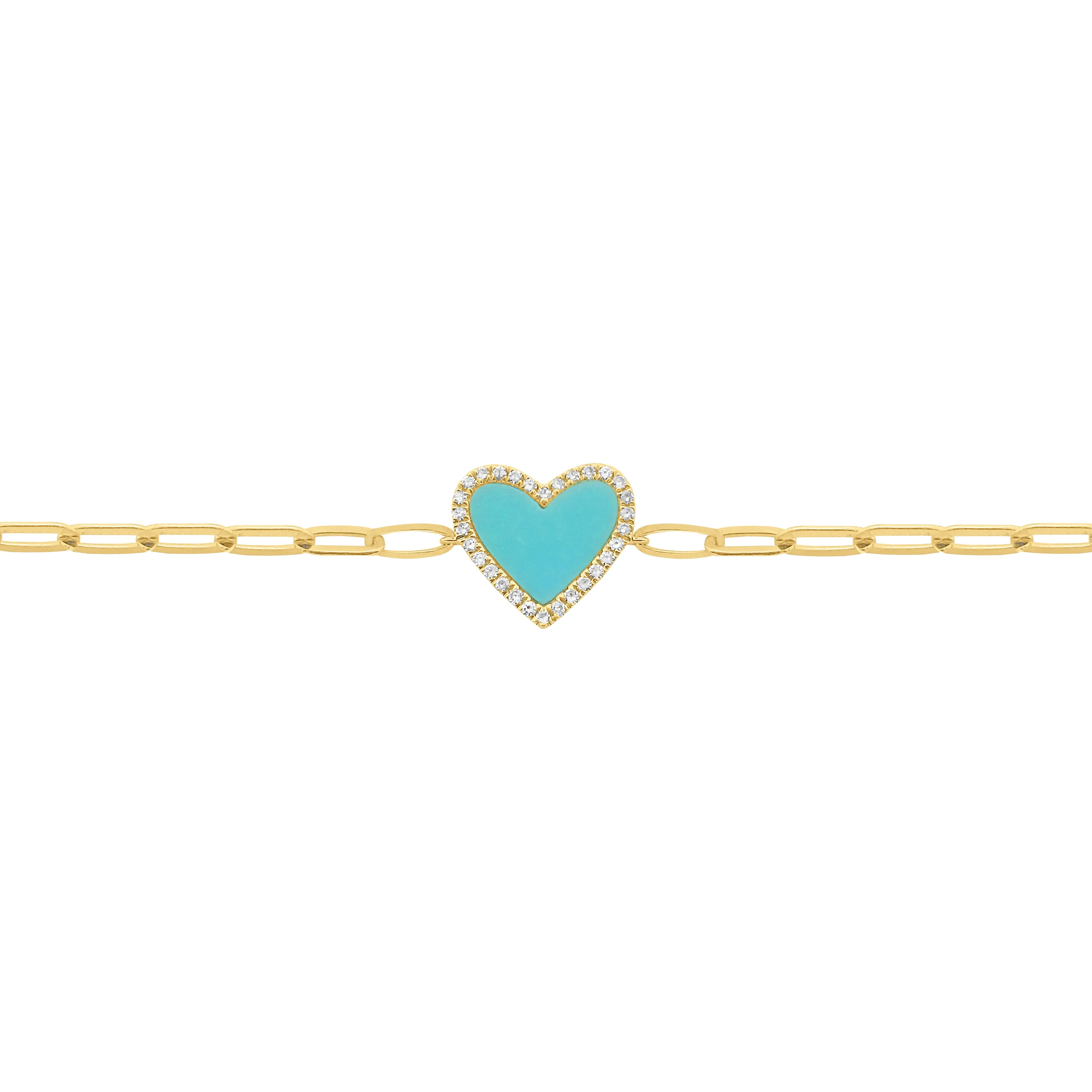14K GOLD DIAMOND TURQUOISE HAILEY HEART CHAIN BRACELET