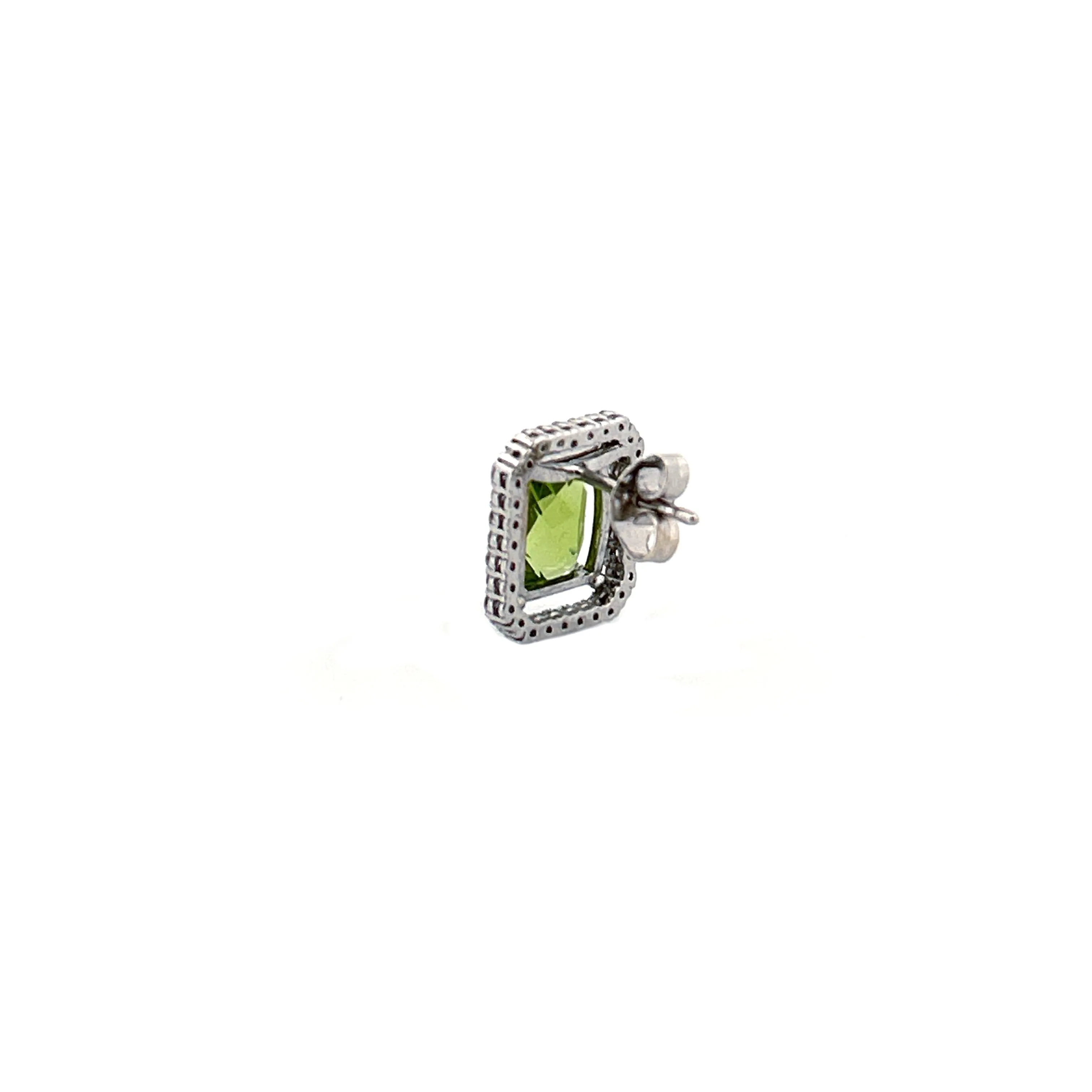 14K Gold Elongated Cushion Peridot Halo Earrings