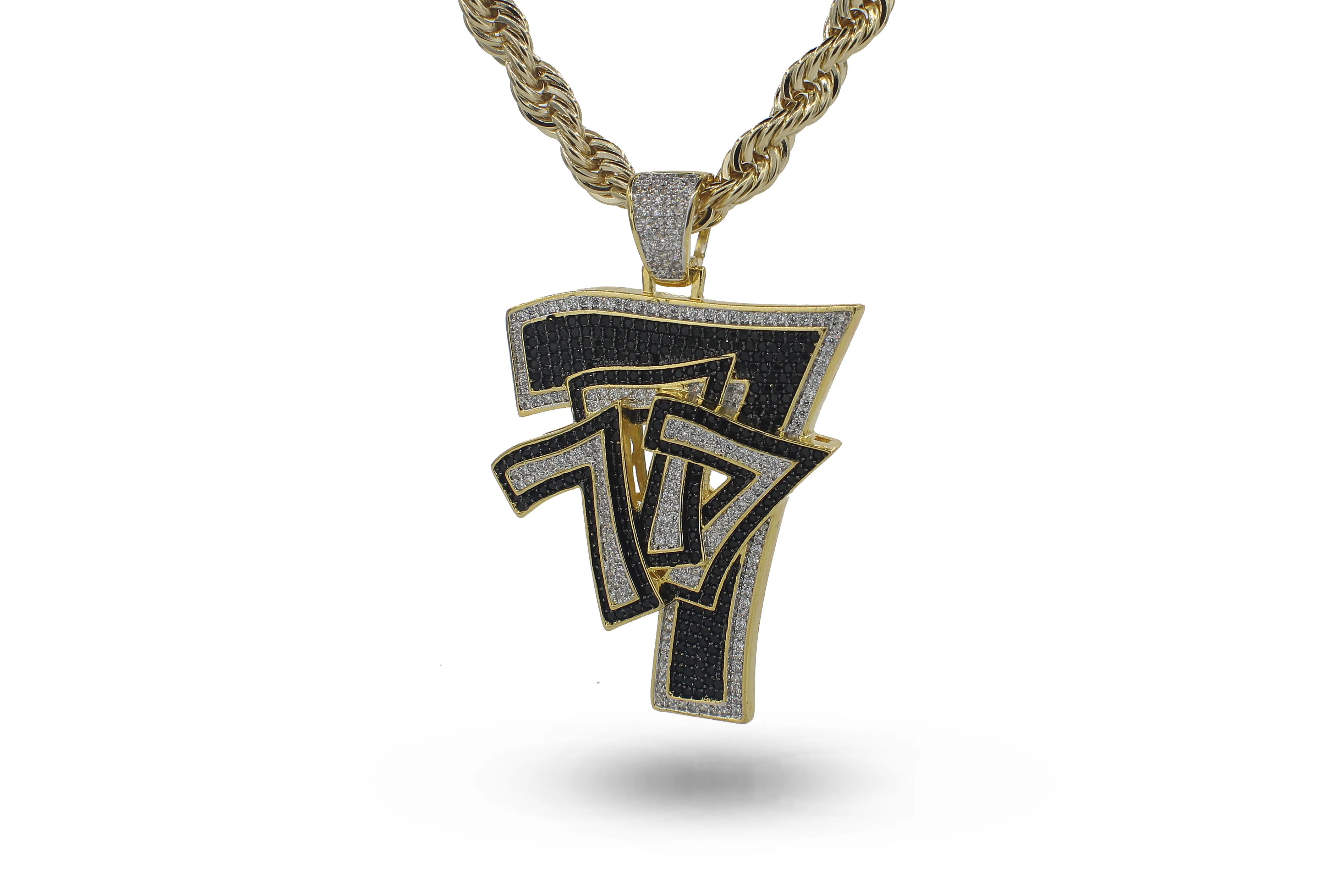 14K Number Seven Iced out Pendent