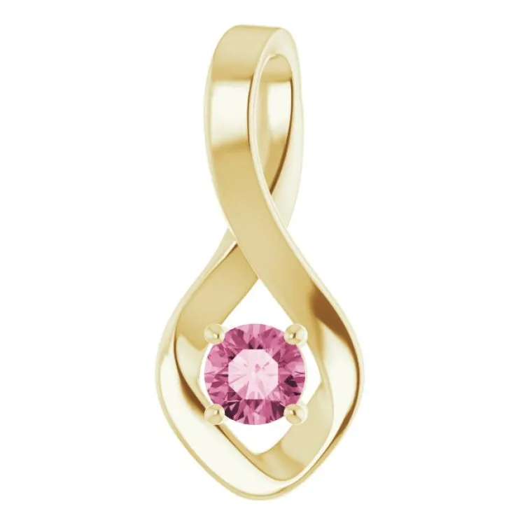 14K Yellow 4 mm Round Natural Pink Tourmaline Pendant