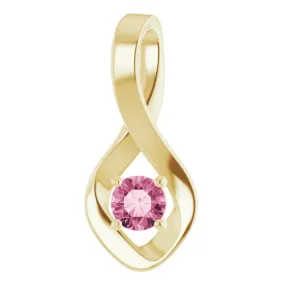 14K Yellow 4 mm Round Natural Pink Tourmaline Pendant