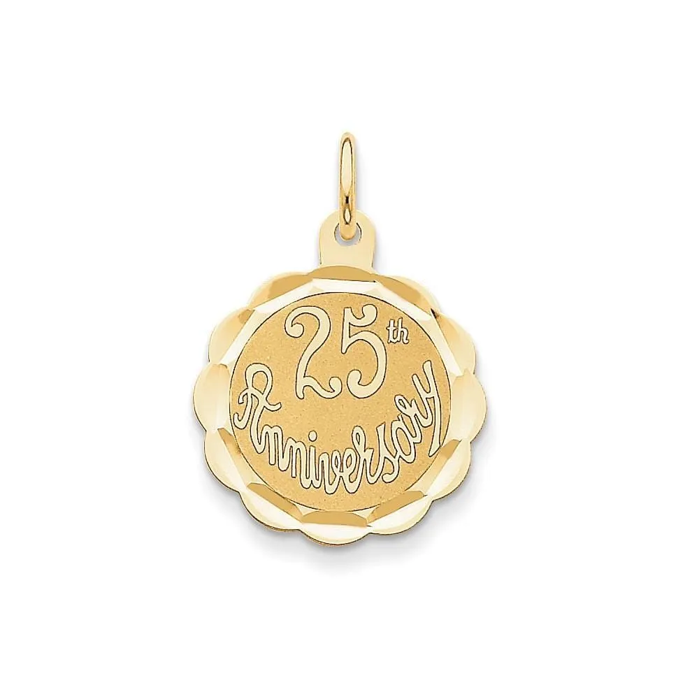 14k Yellow Gold 25th Anniversary Disc Pendant