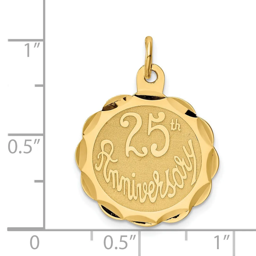 14k Yellow Gold 25th Anniversary Disc Pendant