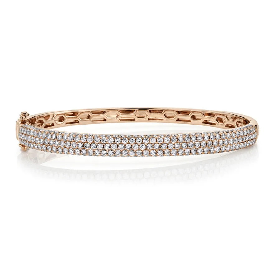 14K Yellow Gold Diamond Pave Thin Bangle