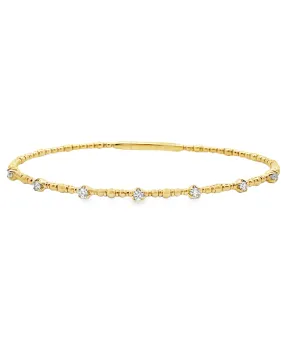 14K Yellow Gold Flexible Diamond Bangle Bracelet