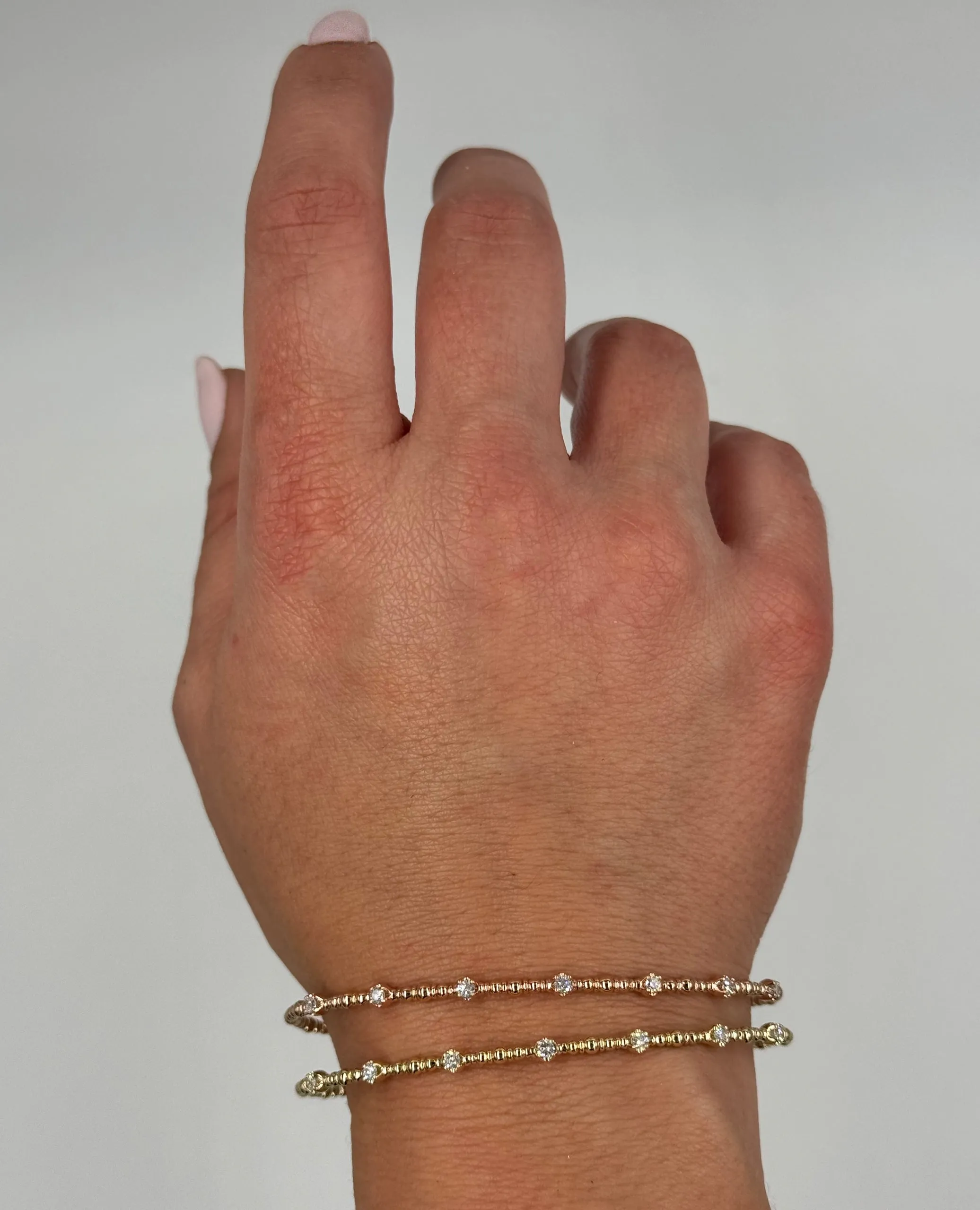 14K Yellow Gold Flexible Diamond Bangle Bracelet