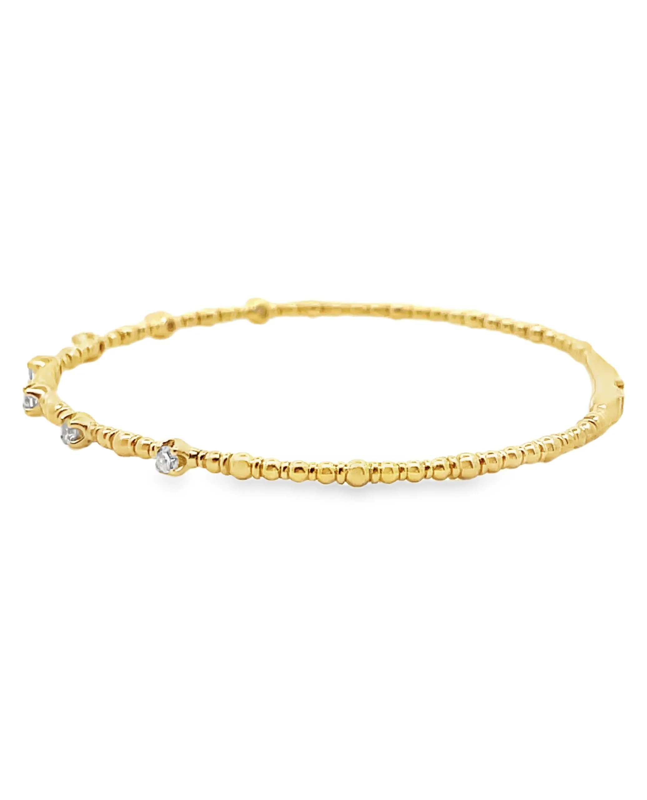 14K Yellow Gold Flexible Diamond Bangle Bracelet