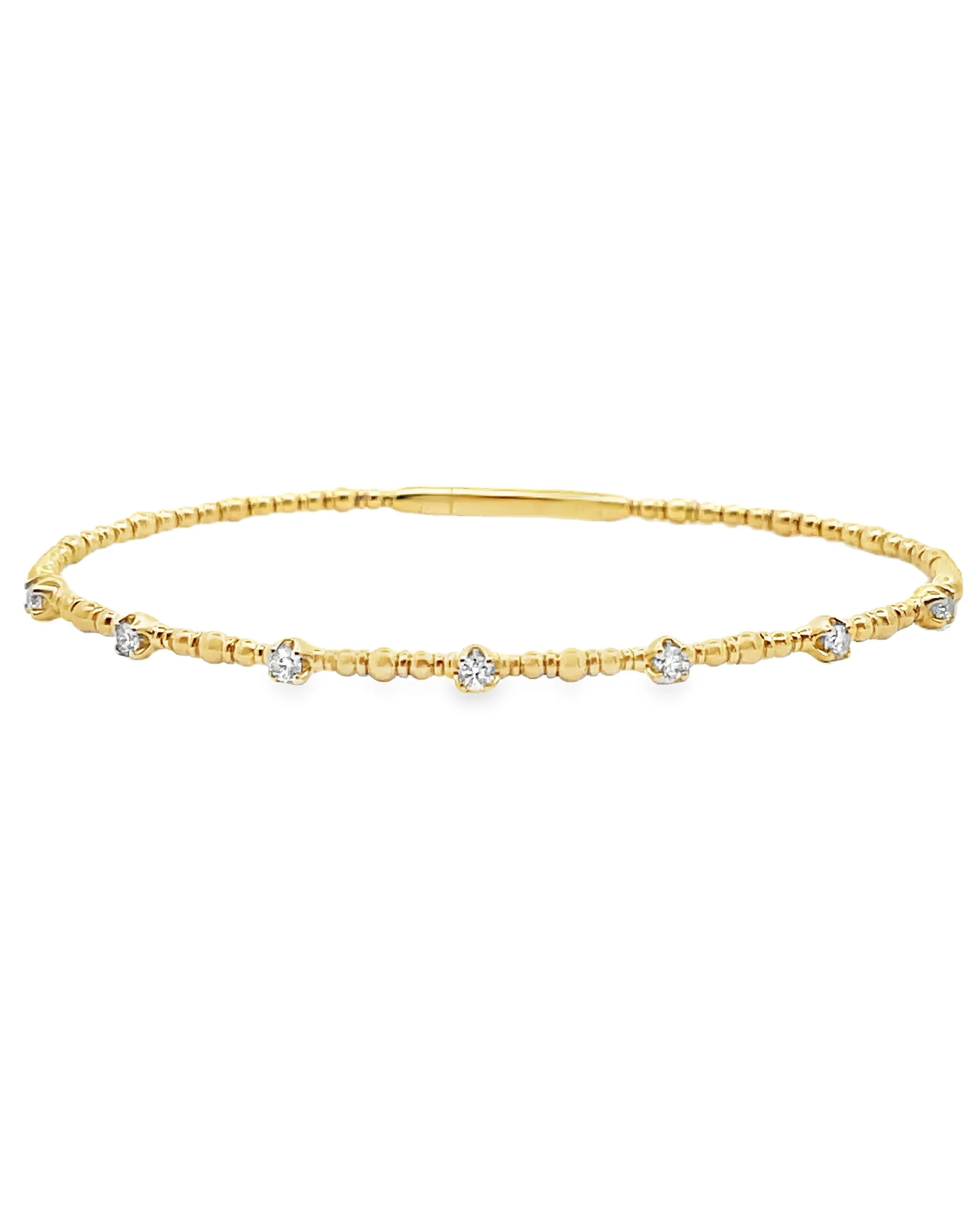 14K Yellow Gold Flexible Diamond Bangle Bracelet
