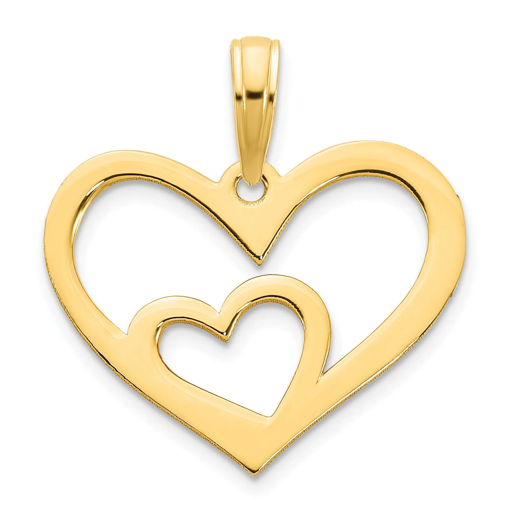 14k Yellow Gold Heart in a Heart Pendant