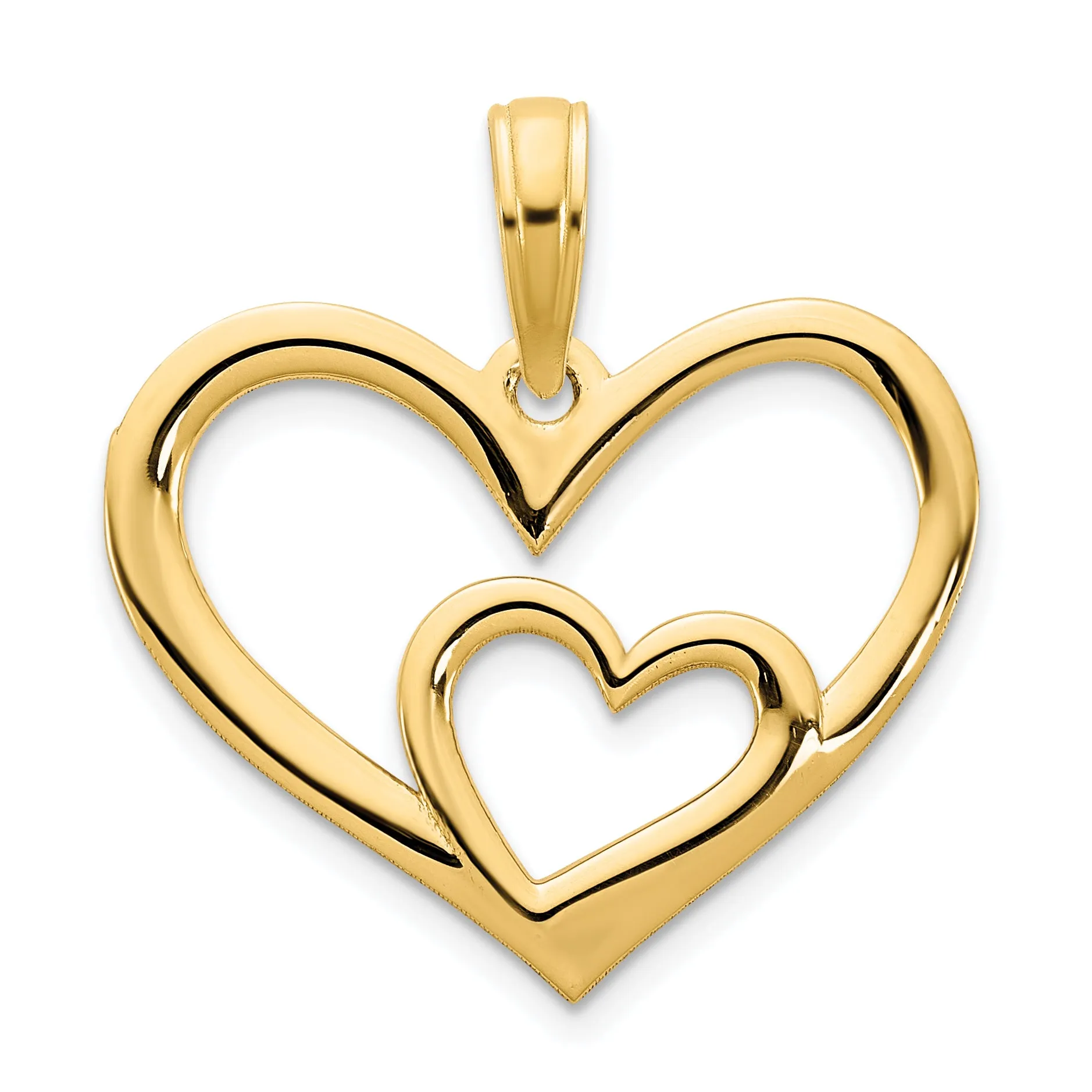 14k Yellow Gold Heart in a Heart Pendant