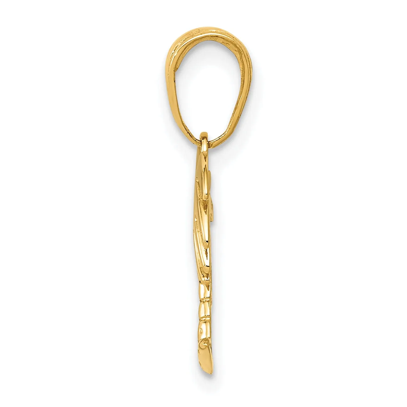 14K Yellow Gold Polished Charleston Palm Tree with Moon Design Pendant