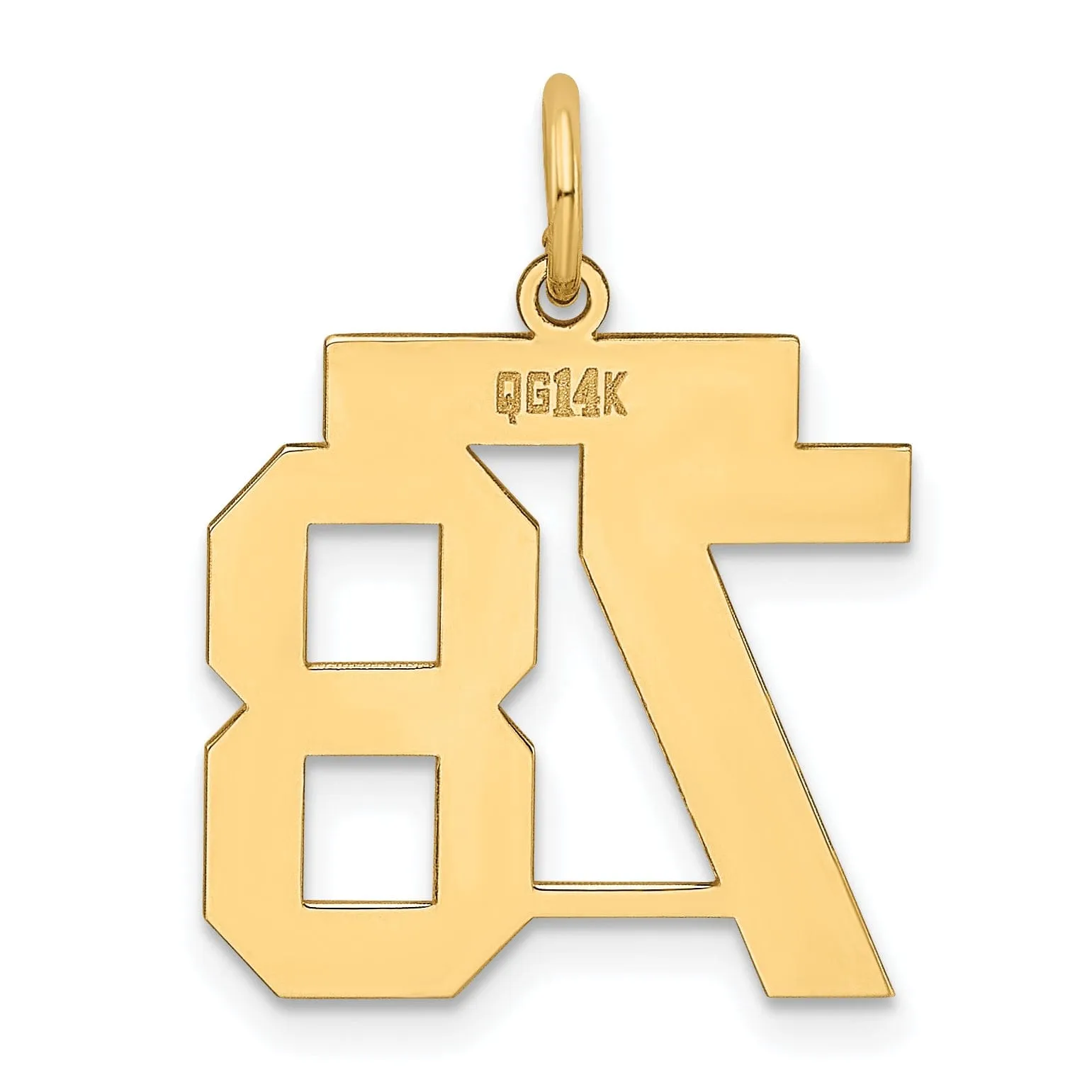 14K Yellow Gold Polished Finish Medium Size Number 78 Charm Pendant