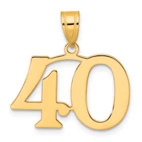 14k Yellow Gold Polished Finish Number 40 Charm Pendant