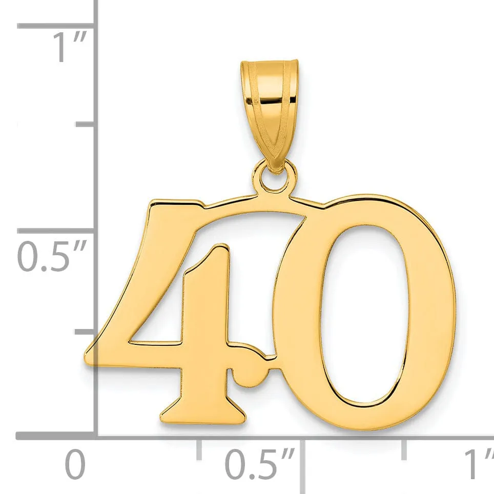 14k Yellow Gold Polished Finish Number 40 Charm Pendant
