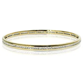 18ct Yellow Gold Channel Set Diamond Bangle