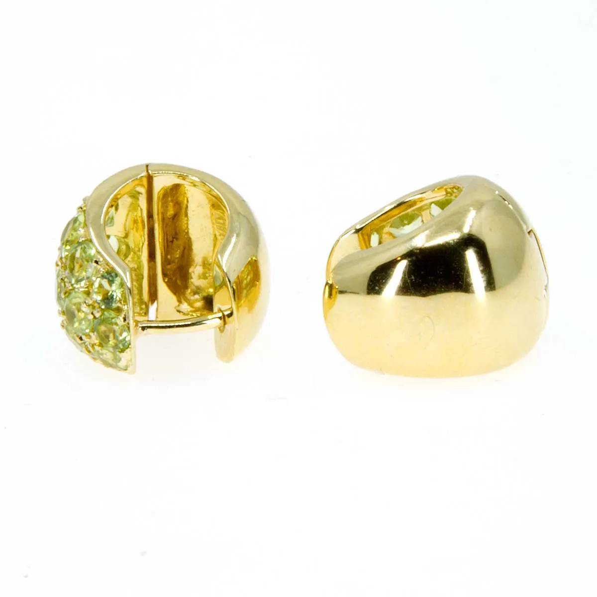18K Gold & Peridot Huggie Earrings