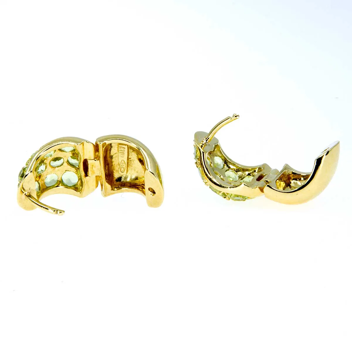 18K Gold & Peridot Huggie Earrings