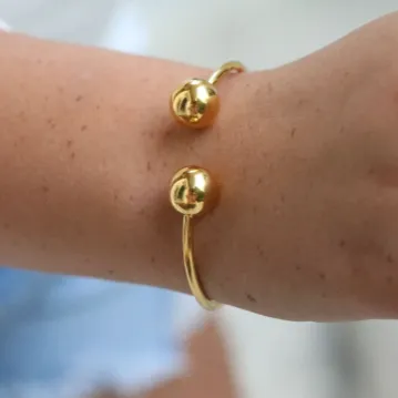 18k Gold-Filled Ball Open Cuff Bangle