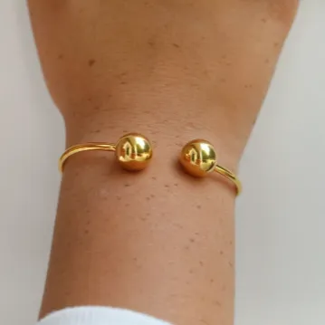 18k Gold-Filled Ball Open Cuff Bangle
