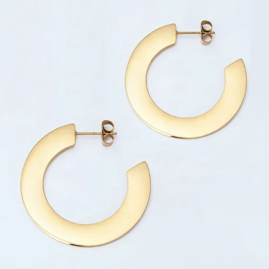 18K Gold-Filled Large Flat Hoop Earrings