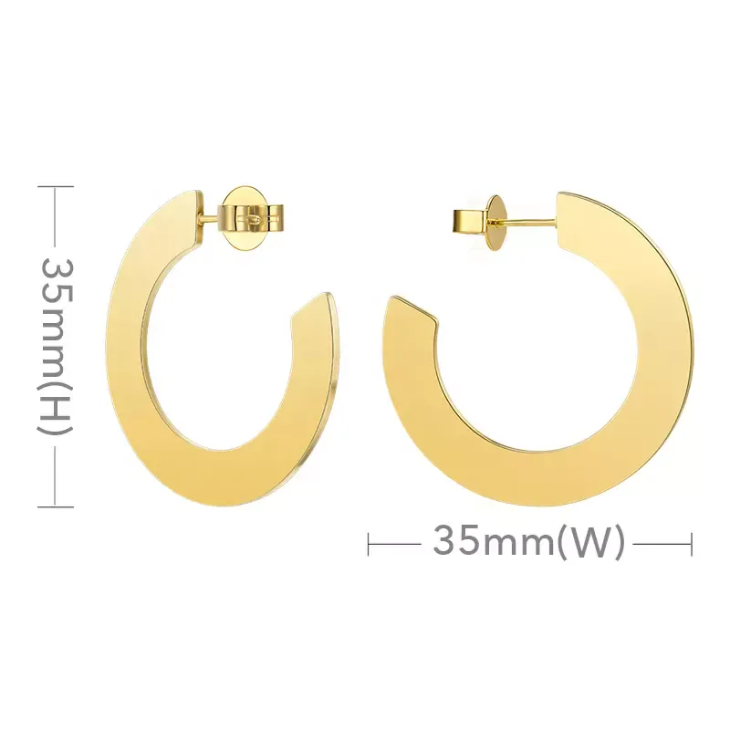 18K Gold-Filled Large Flat Hoop Earrings