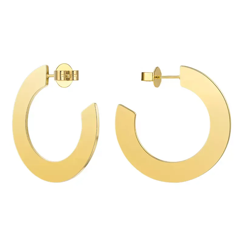 18K Gold-Filled Large Flat Hoop Earrings