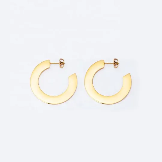 18K Gold-Filled Large Flat Hoop Earrings
