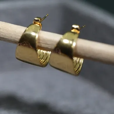 18K Gold-Filled Wide Huggie Hoops