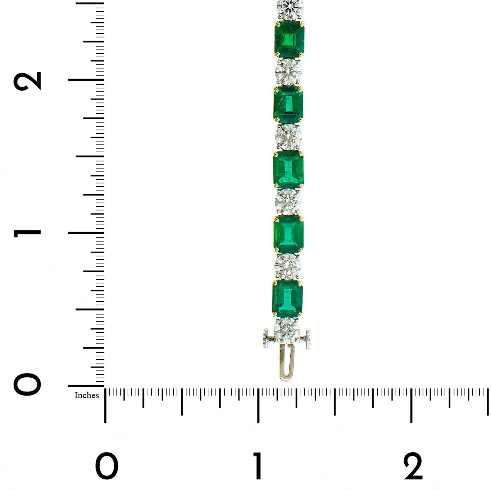 18K Two-Tone Alternating Emerald and Diamond Bracelet