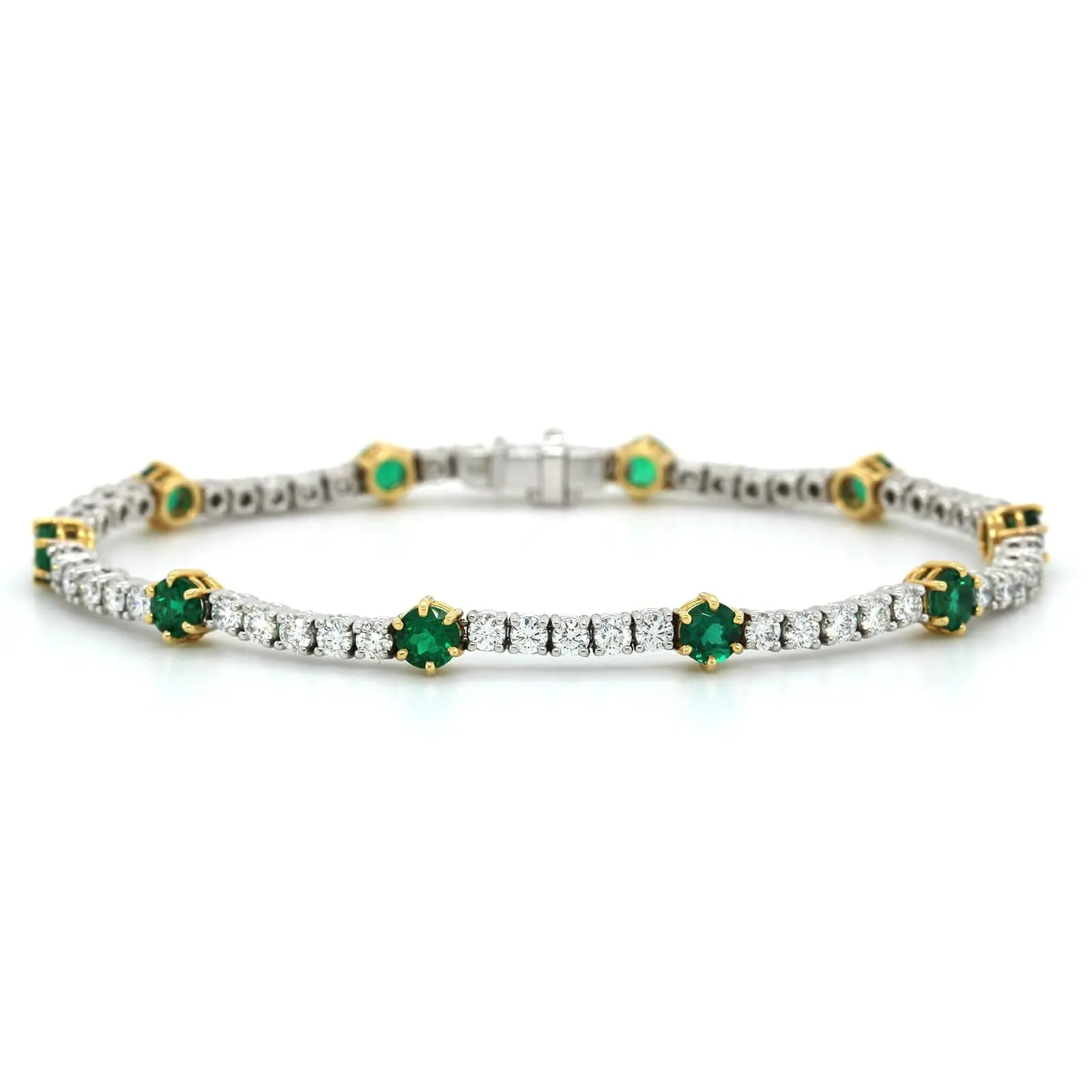 18K Two-Tone Emerald and Diamond Bracelet