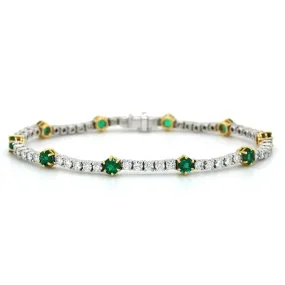 18K Two-Tone Emerald and Diamond Bracelet