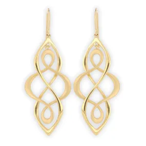 18k Yellow Gold Custom Twist Drop Earrings