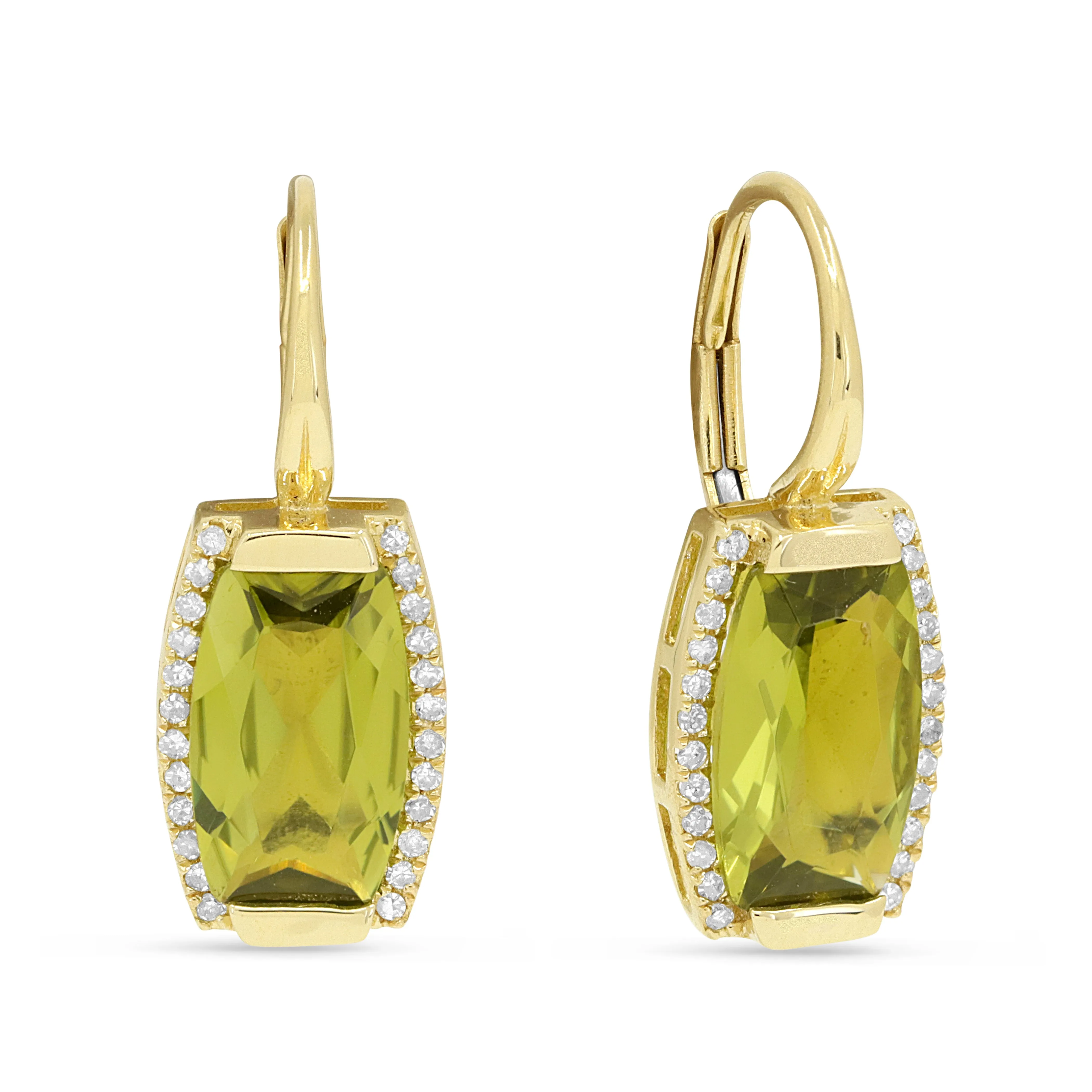 3.67ct Peridot Drop/Dangle Earrings in 14K Yellow Gold