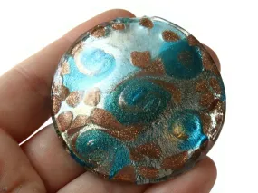 52mm Sky Blue Foil Glass Round Pendant