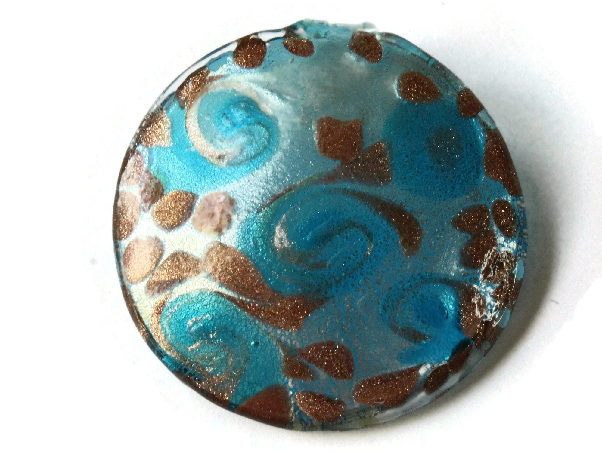 52mm Sky Blue Foil Glass Round Pendant