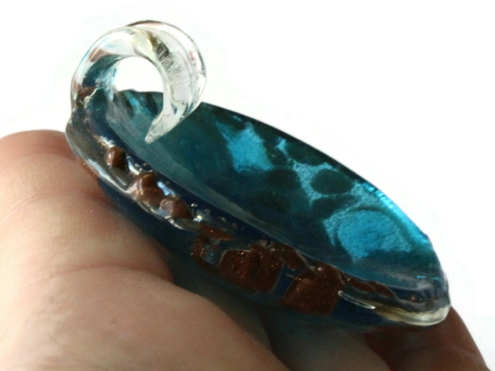 52mm Sky Blue Foil Glass Round Pendant