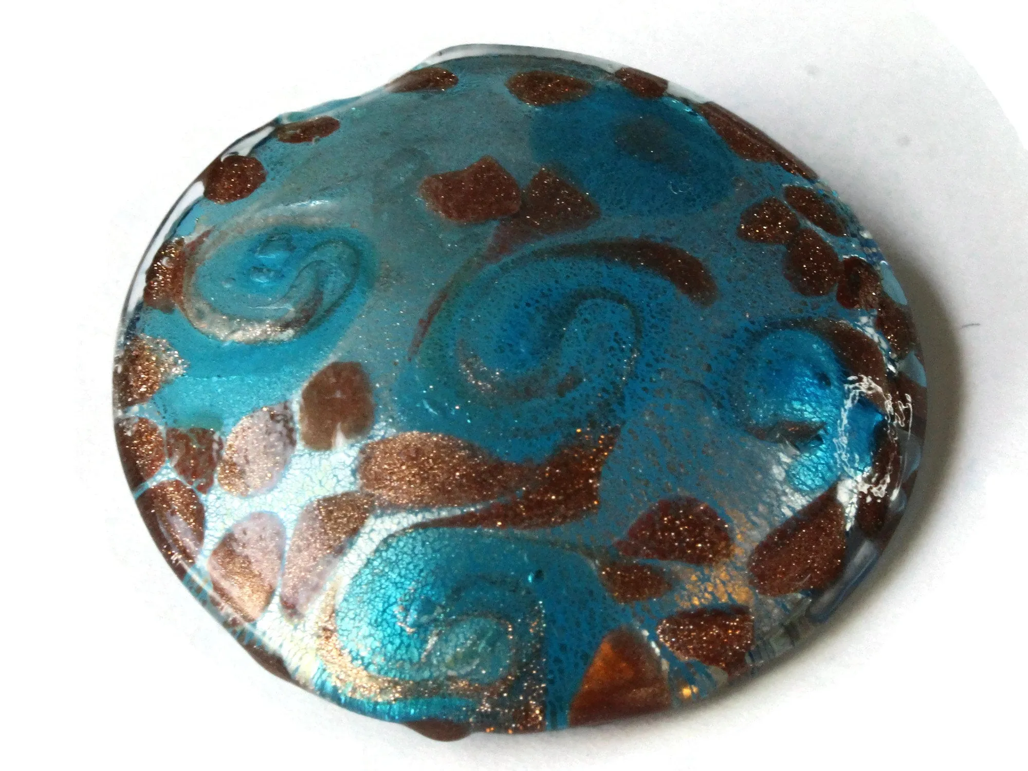 52mm Sky Blue Foil Glass Round Pendant