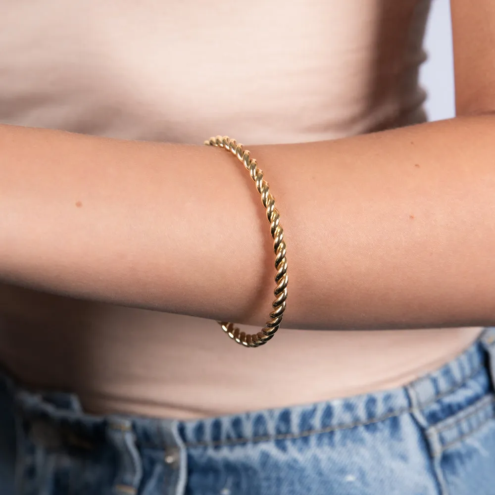 9ct Yellow Gold Silverfilled Fancy 65mm Bangle