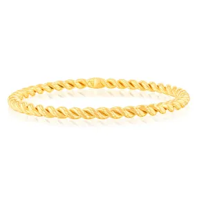 9ct Yellow Gold Silverfilled Fancy 65mm Bangle