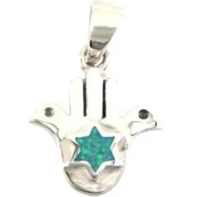 A Sterling Silver Peace Dove Hamsa Pendant