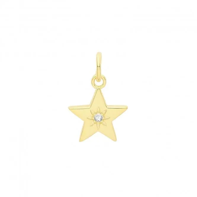 Acotis Silver Pendant Set Gold Plated Zirconia Star G61062GP