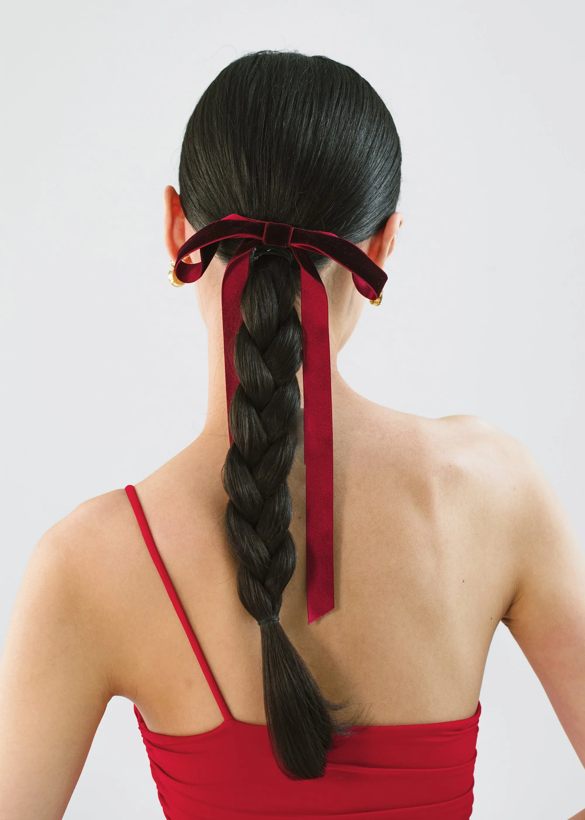 Aida Velvet Bow Barrette -- Pinot