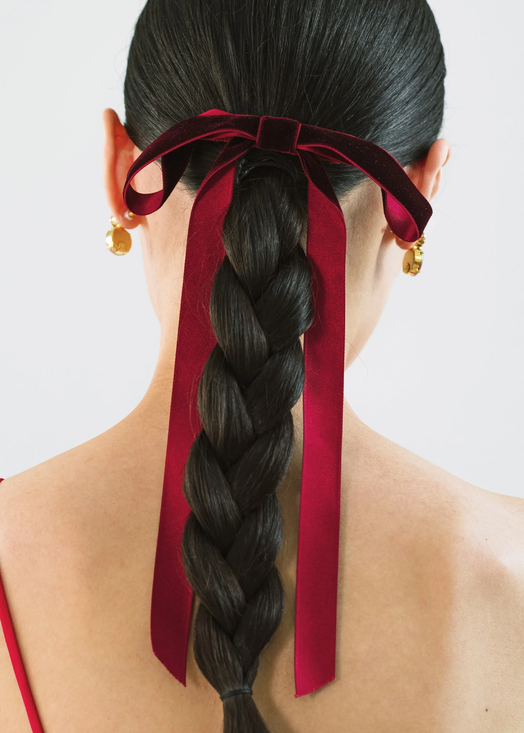 Aida Velvet Bow Barrette -- Pinot