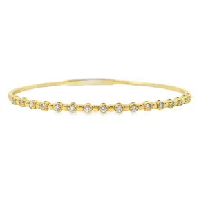 Alternating Bezel and Gold Diamond Bangle Bracelet