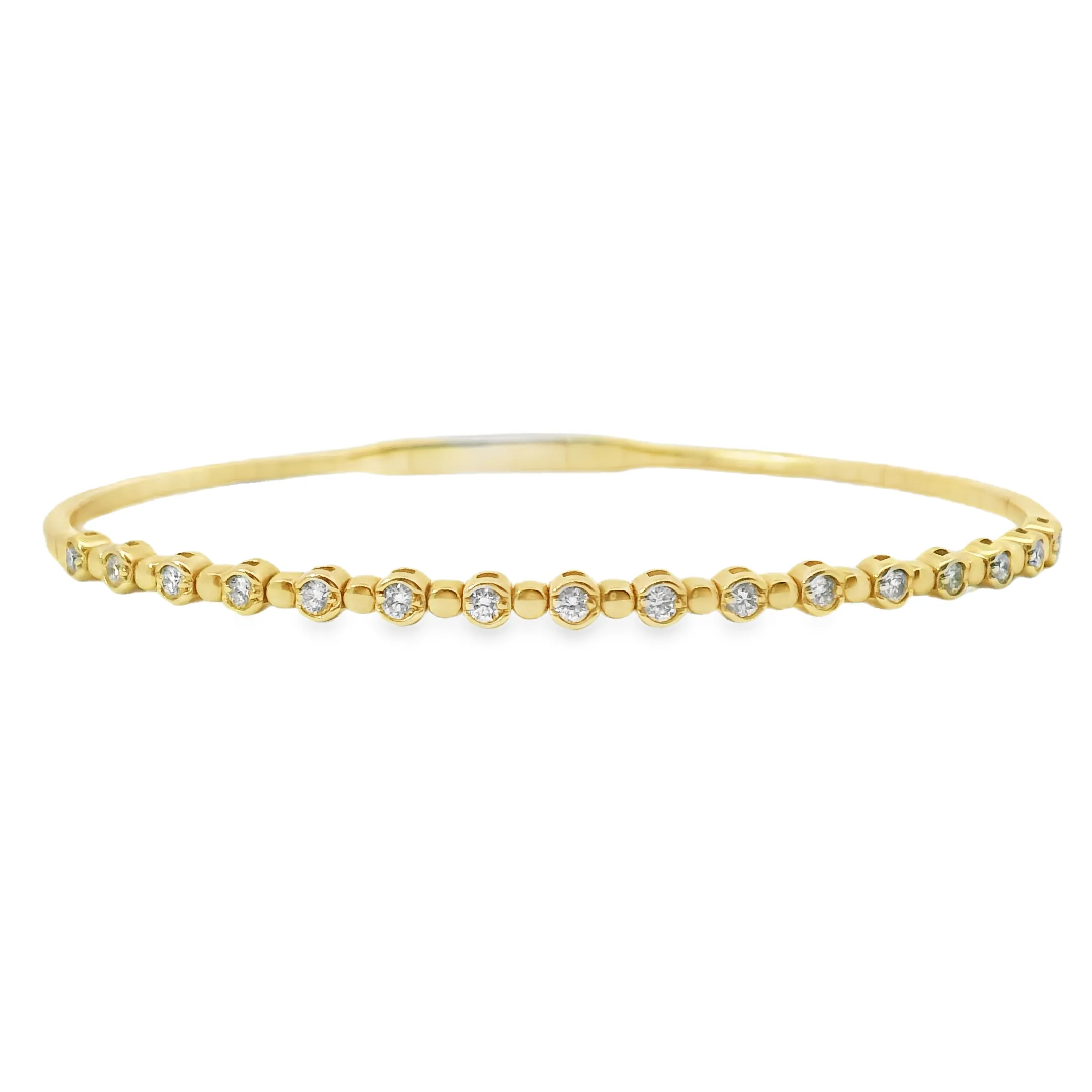 Alternating Bezel and Gold Diamond Bangle Bracelet
